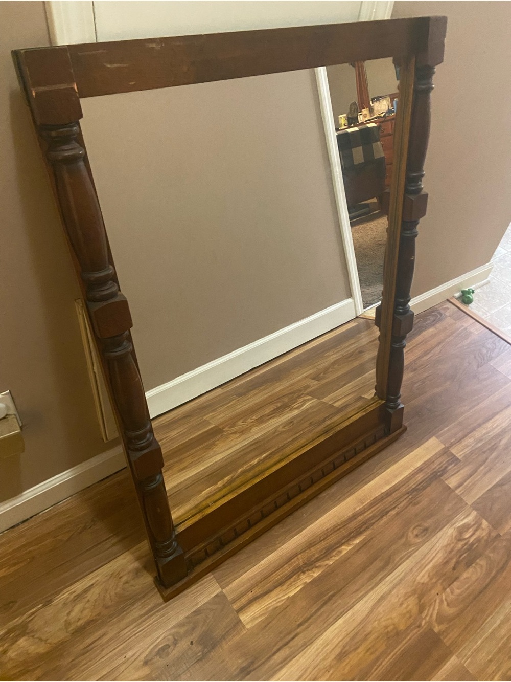 Wood Frame Wall Mirror - Brown